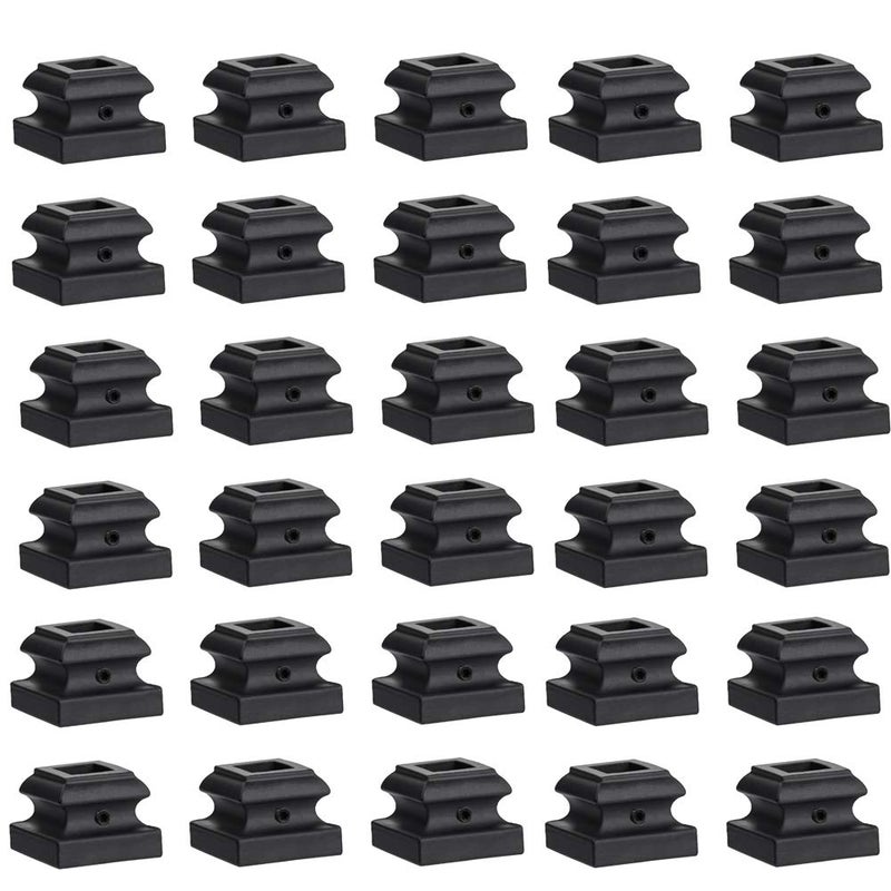 Senmit Iron Baluster Shoes - Flat Shoe with Screw - for 1/2"" Square Balusters - Set of 30 (Satin Black) - Image 1